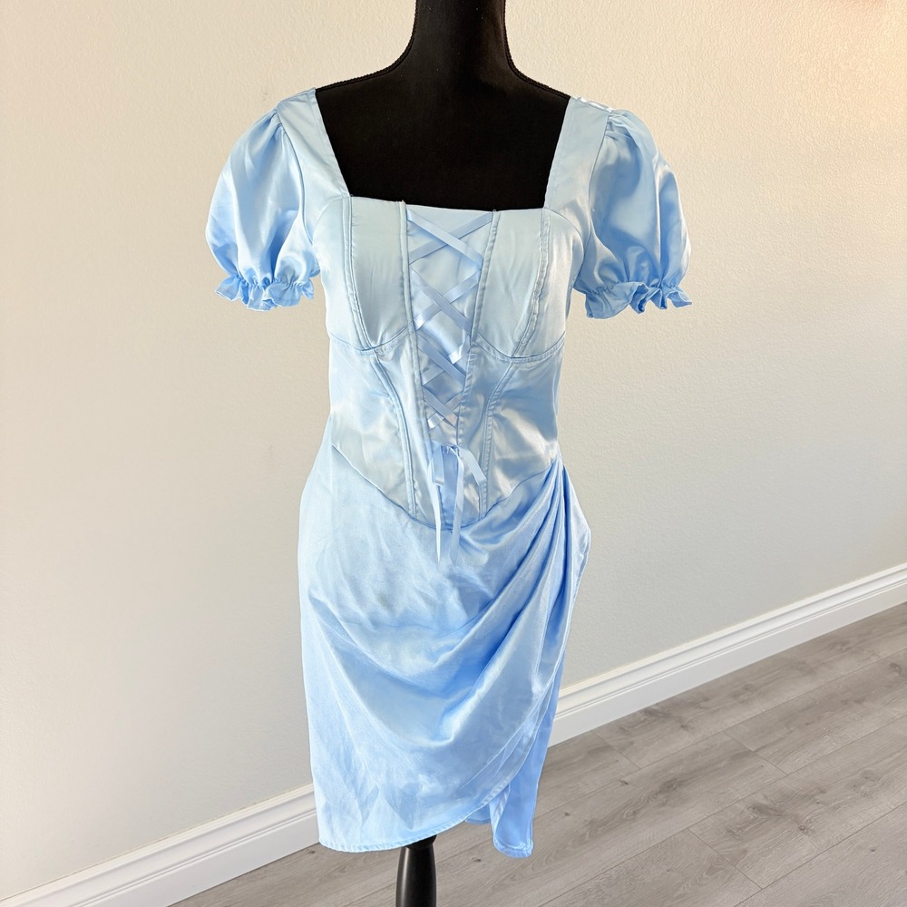Spirit Halloween Fairytale Cosplay Blue Corset Dress Womens M Cinderella Costume
